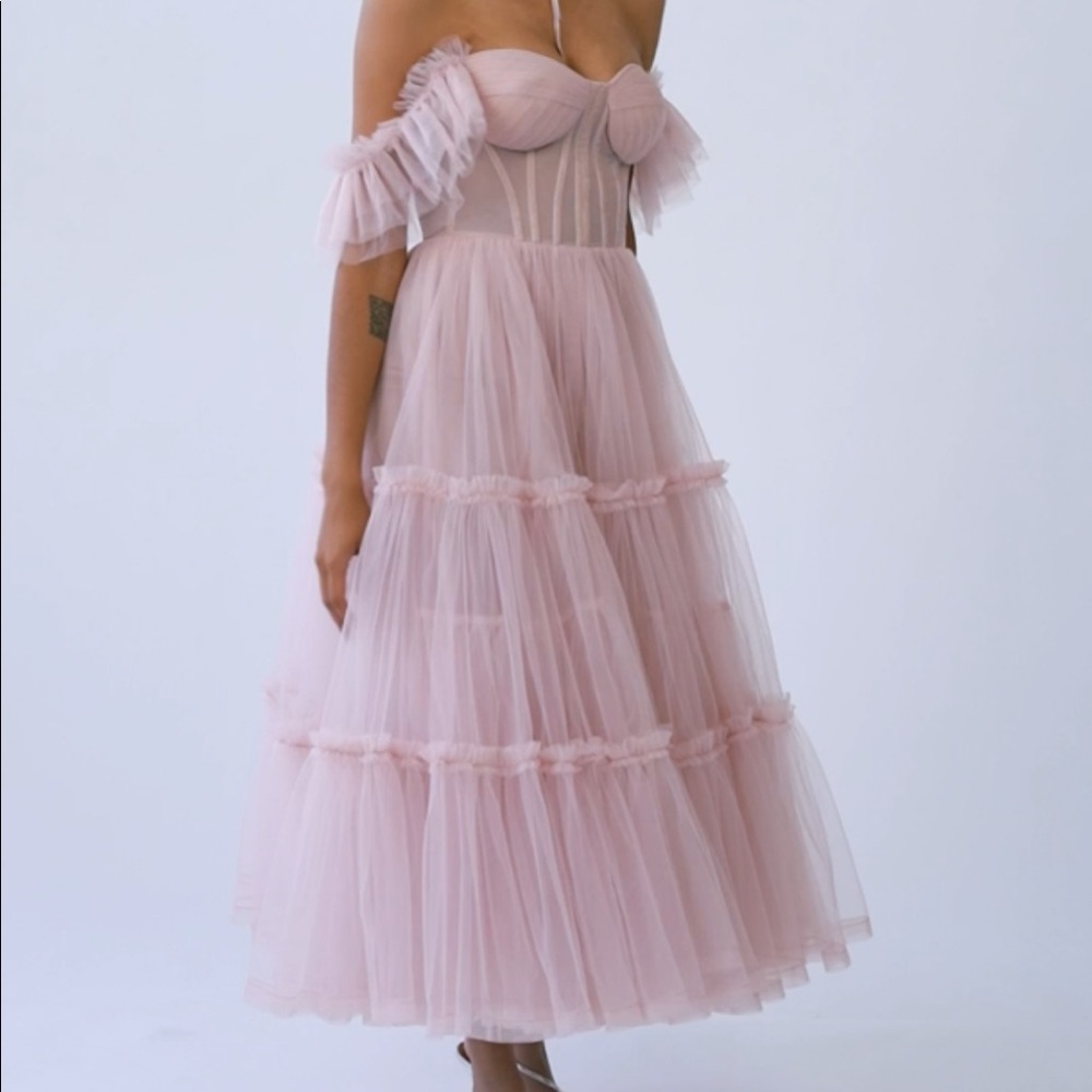 Milla Ruffled Tulle Midi Dress